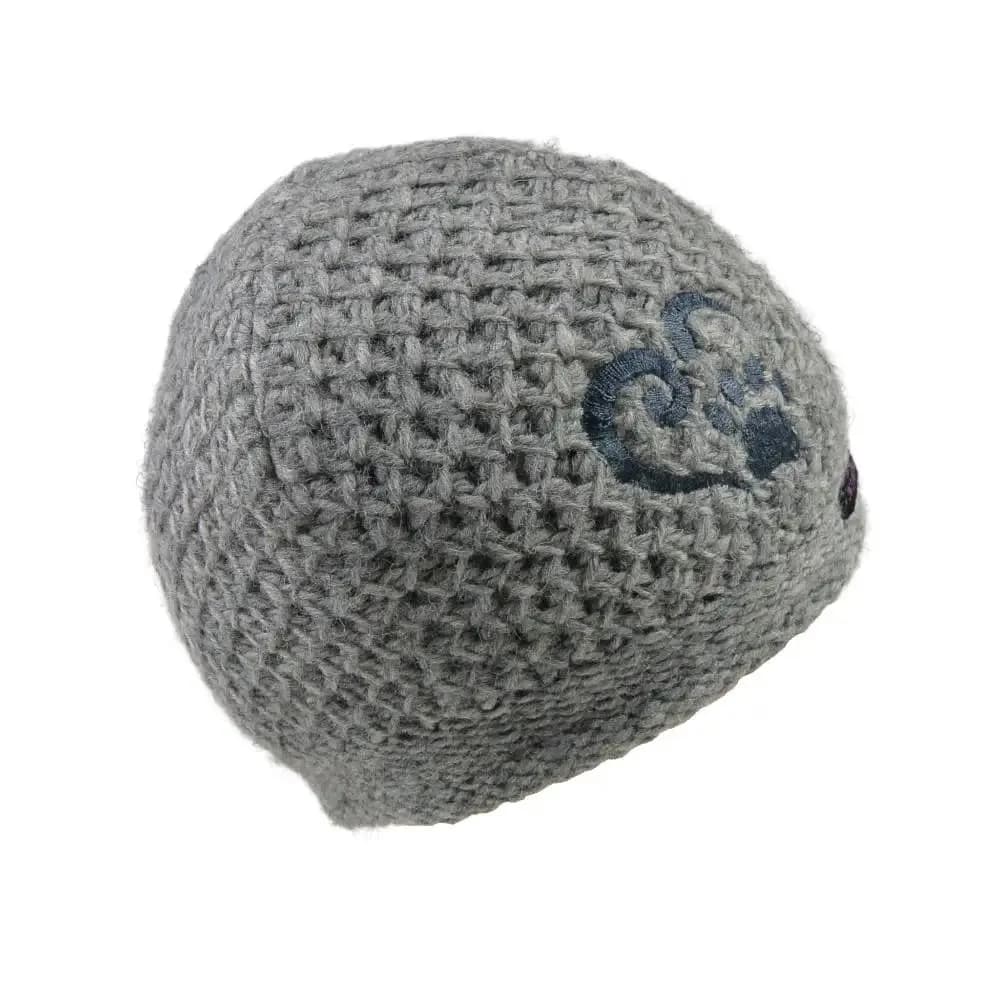 Kurze Beanie Mütze aus Wolle mit Pfote&Herz Stickerei