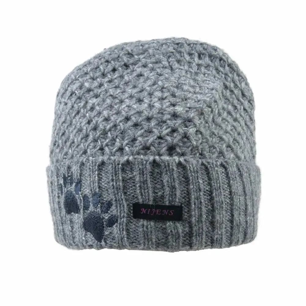 Wollmütze mit zwei Pfotenstickerei